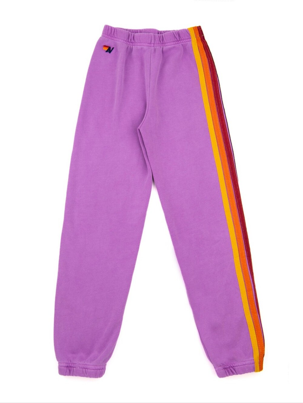 Aviator Nation Purple Sweatpants with Orange & Red Side Stripes